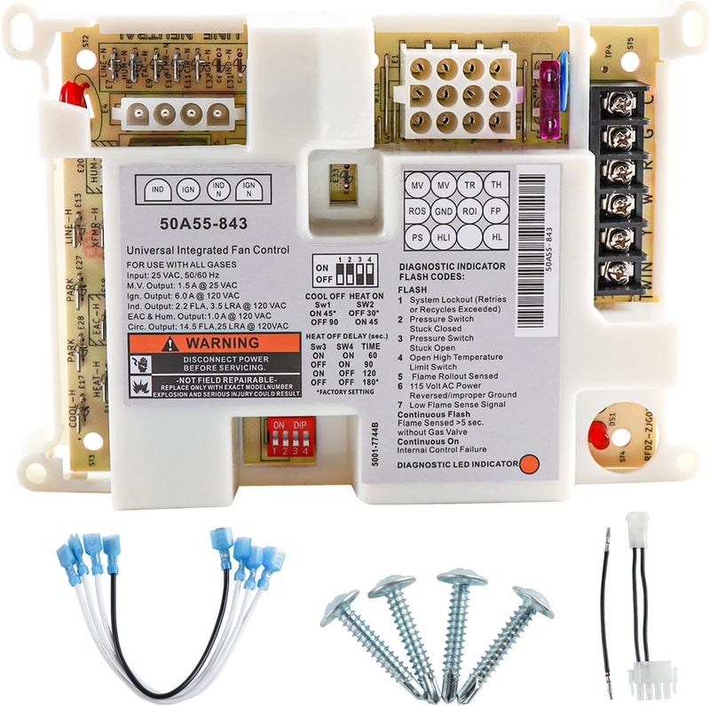 Hoiedt 50A55-843 Furnace Control Board, Fit for White Rodgers Furnace Ignition Module Control Board（NOT fit 50A50-474 ） - Image 1